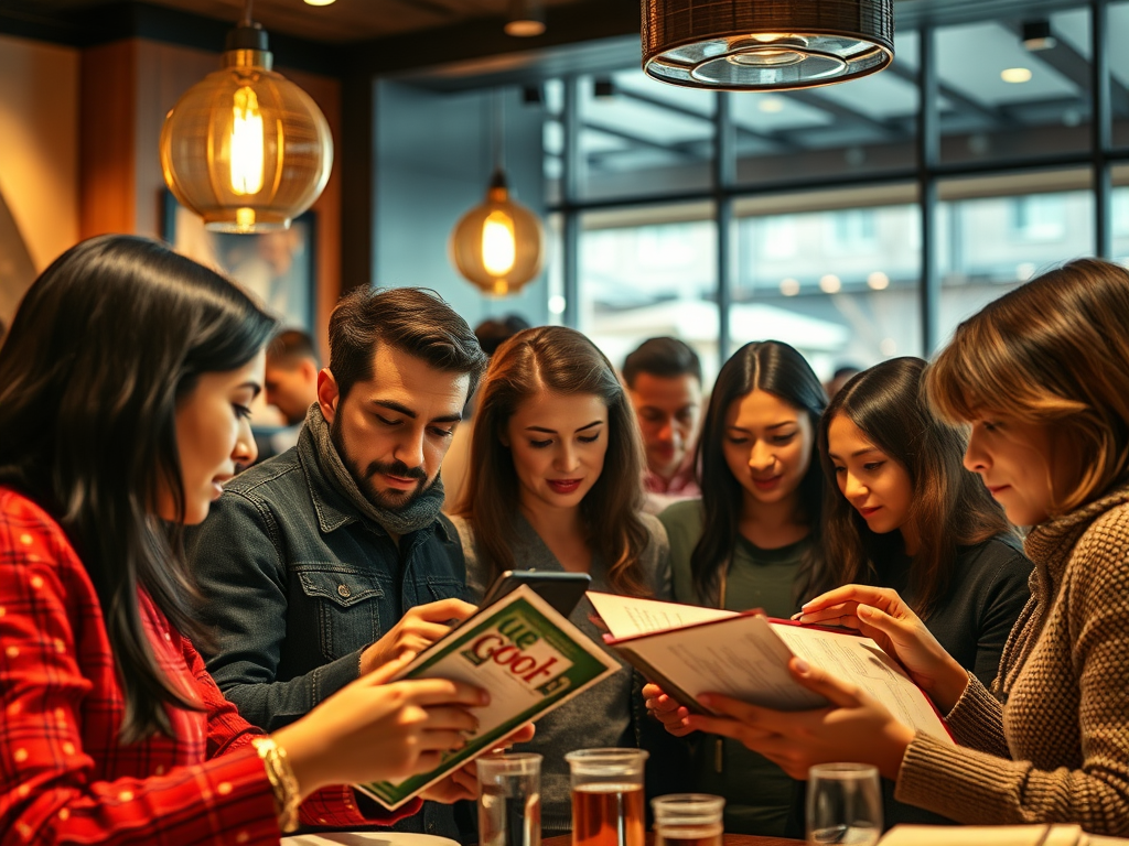 people looking at a menu to showcase what to look for in the menu